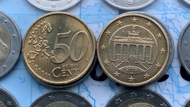Germany 50 Cent 2004 F 2005 J $Defect coins RARE$/2 Euro 370.000.000