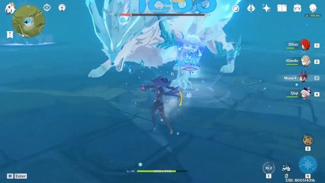 AR55 World level 8 Wolf of the North Gameplay (ft. Diluc, Albedo, Mona, Qiqi) | Genshin Impact