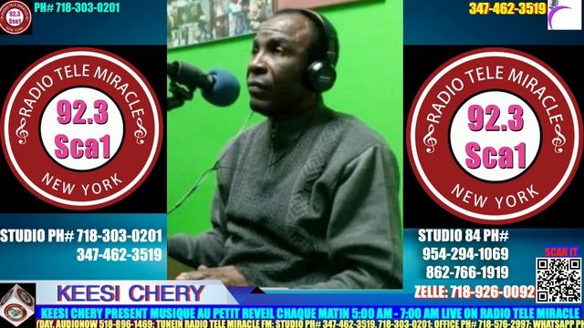 KEESI CHERY MUSIQUE AU PETIT REVEIL LIVE ON RADIO TELE MIRACLE 92.3 SCA1 NY, NJ, CT.