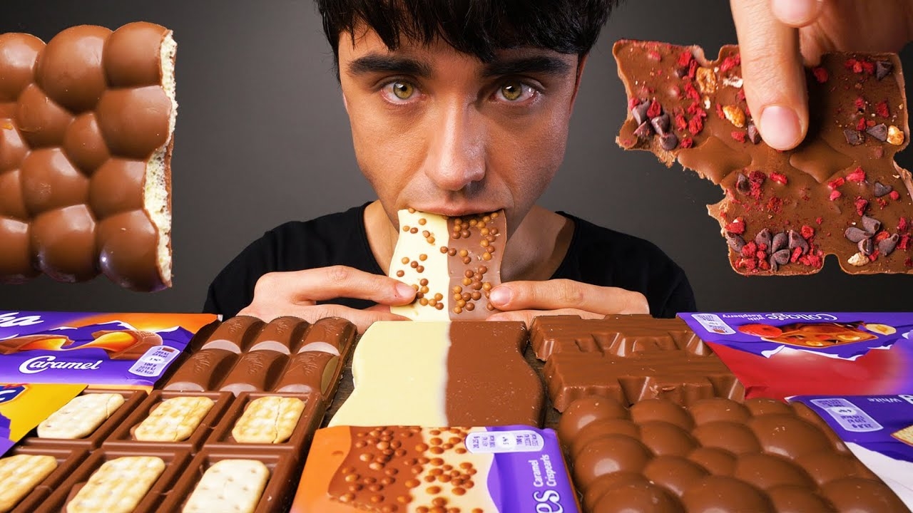 ASMR Milka Chocolate Party 5 вкусов, Звуки поедания шоколада в стиле Мукбанг