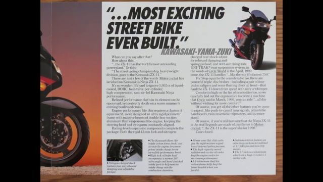 1991 ZX11 Ninja ZX1100-C2 Kawasaki Sales Brochure (USA)