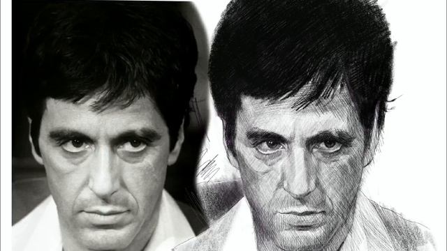Tony Montana Scareface портрет по референсу в  Procreate