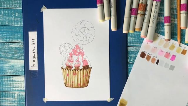 Рисуем десерт маркерами