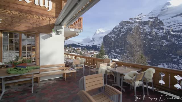 Мюррен, Швейцария 🇨🇭🎄Захватывающий солнечный день в Мюррене, снежном раю Швейцарии! 8К ❄️