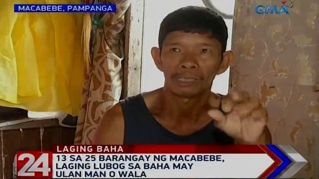 24 Oras: 13 sa 25 barangay ng Macabebe, laging lubog sa baha may ulan man o wala