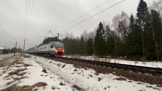 Электропоезд ЭП2Д-0163 платформа Хлюпино до станции Звенигород. 27.01.2025.