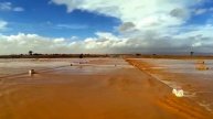 Marruecos - Río recién desbordado, camino a M´Hamid