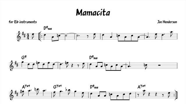 Mamacita (Henderson) Backing track   score for Eb alto instruments(360P)