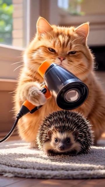 Let me help you,little hedgehog😺😸🦔🦔