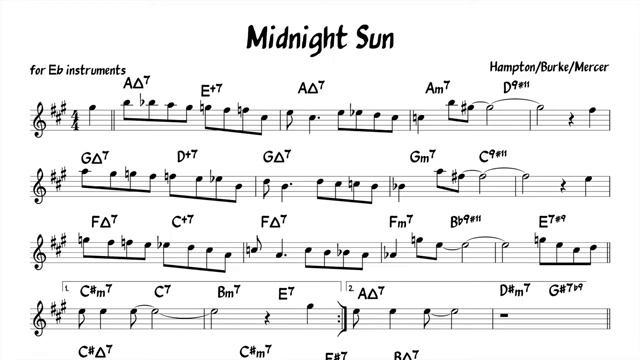 Midnight Sun Mercer Backing track score for Eb alto instruments_270p_360p