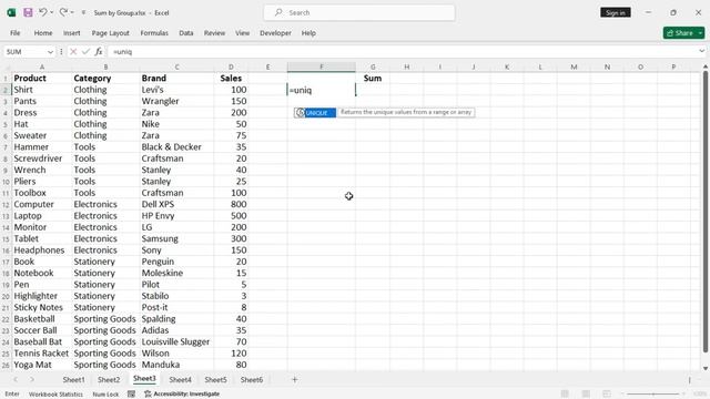 How to Sum by Group in Excel