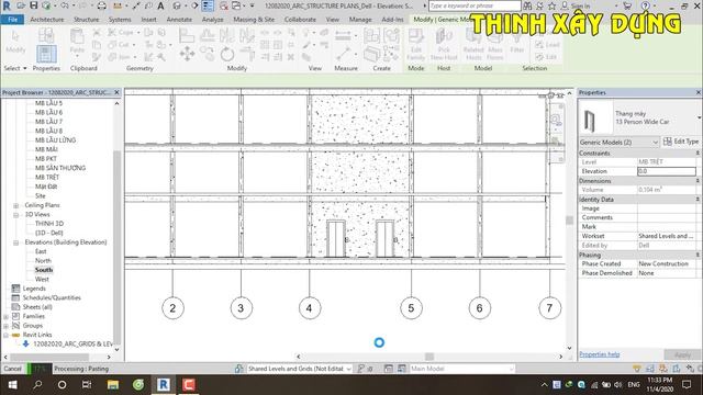 Revit | Cao Ốc | Bài 11_Đục Lổ Thông Tầng_Vẽ Và Lắp Cửa Thang Máy_Setup và Vẽ Thang Bộ_#thinhxaydun