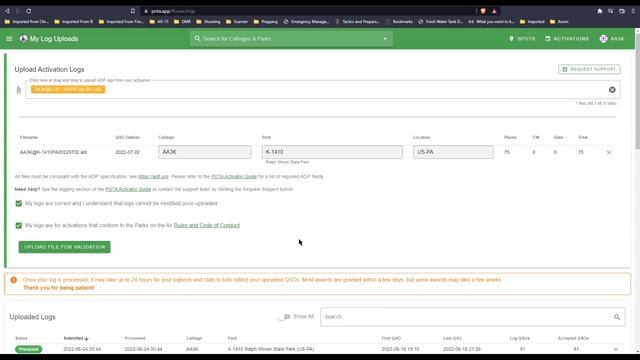 POTA Log Self Uploading