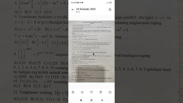 11-sinf matematika olimpiada test maktab bosqichi Shovot Al-Xorazmiy математика олимпиада math olym