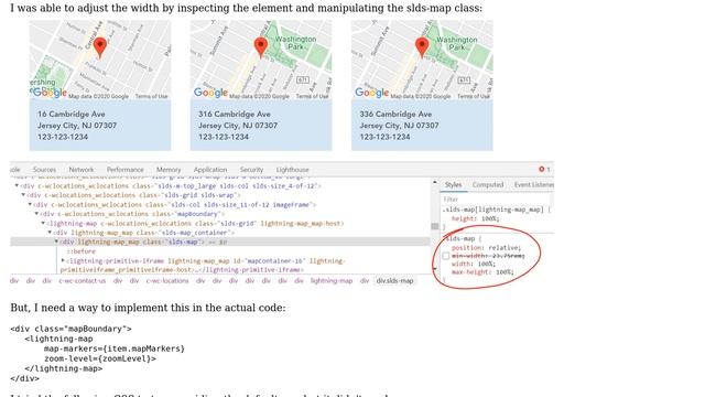 Salesforce: How to fit the lightning-map component within specific dimensions?