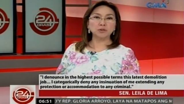 24 Oras: Pahayag ni Sen. De Lima