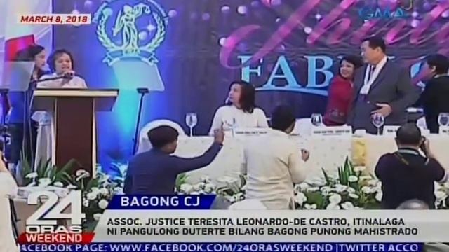 24 Oras: Teresita Leonardo-De Castro, itinalagang bagong Chief Justice