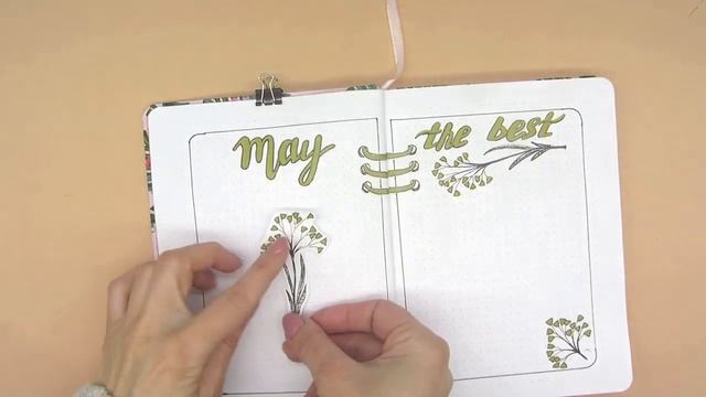 May bullet journal: Plants bujo spread ideas in Gold