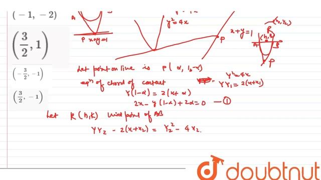 Tangents `PA` and `PB` are drawn to parabola `y^(2)=4x` from any arbitrary point `P`