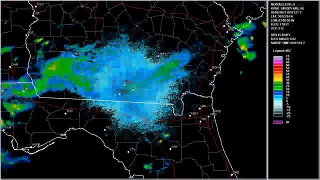 2021 Mindy - Moody Air Force Base, GA WSR-88D Radar Animation (HD 1280x720)