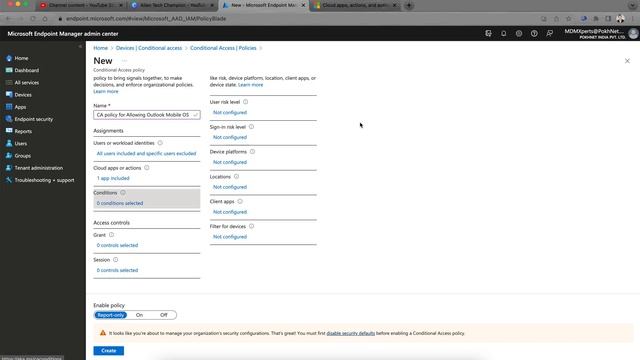 MS12 - How to Create Azure Conditional Access Policy & Allow Outlook For Mobile