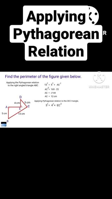 How to apply Pythagorean Relation to a problem | Pythagorean theorem @WELCOME TO MY WORLD