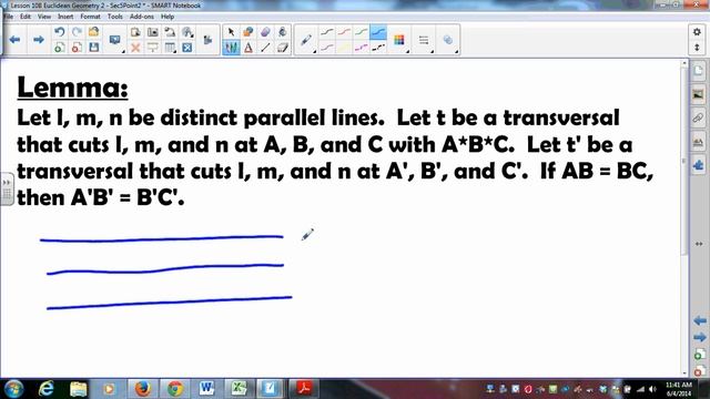 MATH335 SUNYGeneseo Euclidean Geometry 2 Parallel Projection Theorem