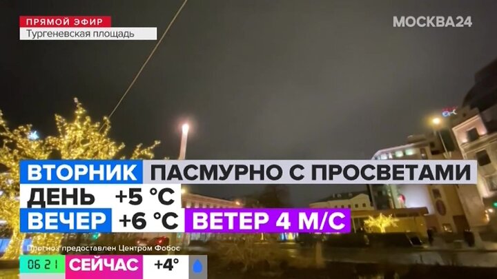 "Утро": скорость ветра в Москве достигнет 4 м/с 28 января