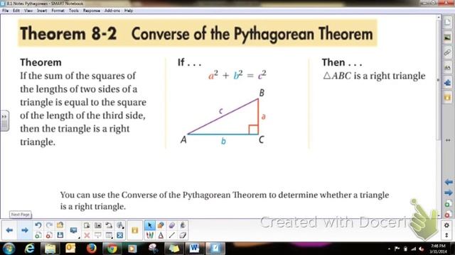GEOMETRY 8.1 The Pythagorean Theorem & Its Converse