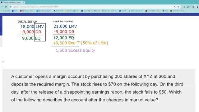 Initial Set Up & Mark to Market.  SMA is a Holding Tank for Excess Equity.  Series 7 Exam Prep