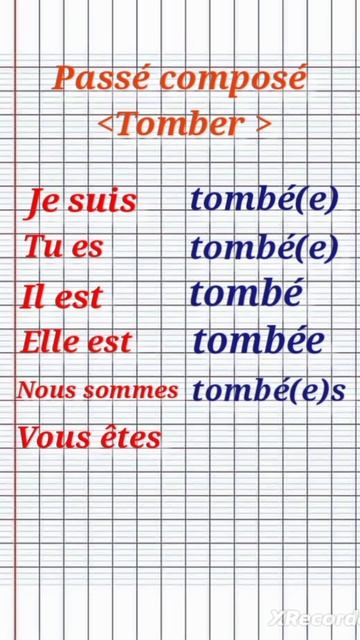 Passé Composé Du Verbe Tomber #shorts