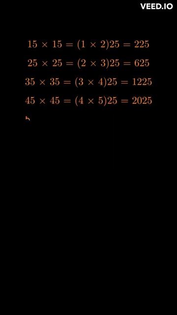 Mind calculation: fives and squares