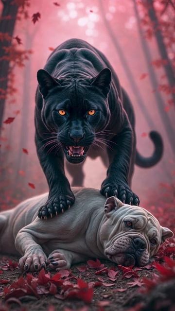 Epic Black Panther vs. White Wild Animals: Epic Jungle Showdown! 🐾🔥 #animal #tiger #animals #wolf