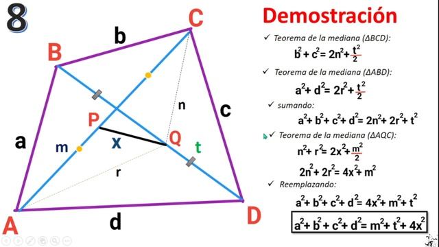 Teorema de Herón,T.de Euler y T.de la mediana ; demostración