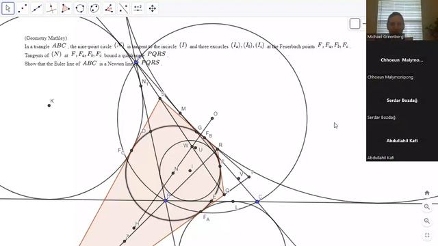 LIVESTREAM GEO #105B: A Powerful Use of Sondat's Theorem, and Four Feurbach-Like Points!