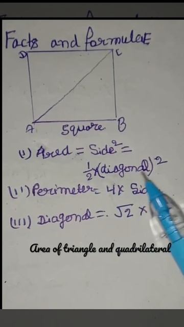 Important Formulaes |Area of triangle and quadrilateral | maths#shorts#triangles #class9#important
