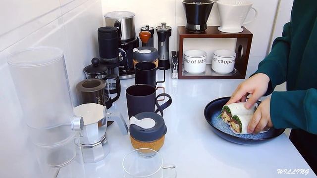 【Willing's Brunch】Beef & Egg Burrito | Make Iced Americano by Hario Siphon｜Willing🖤110cm Black Hair