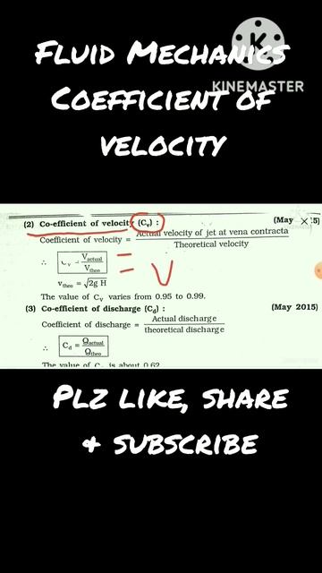 Coefficient of velocity. #coefficientofVelocity #fluidmechanics #shorts #viral #shortVideos
