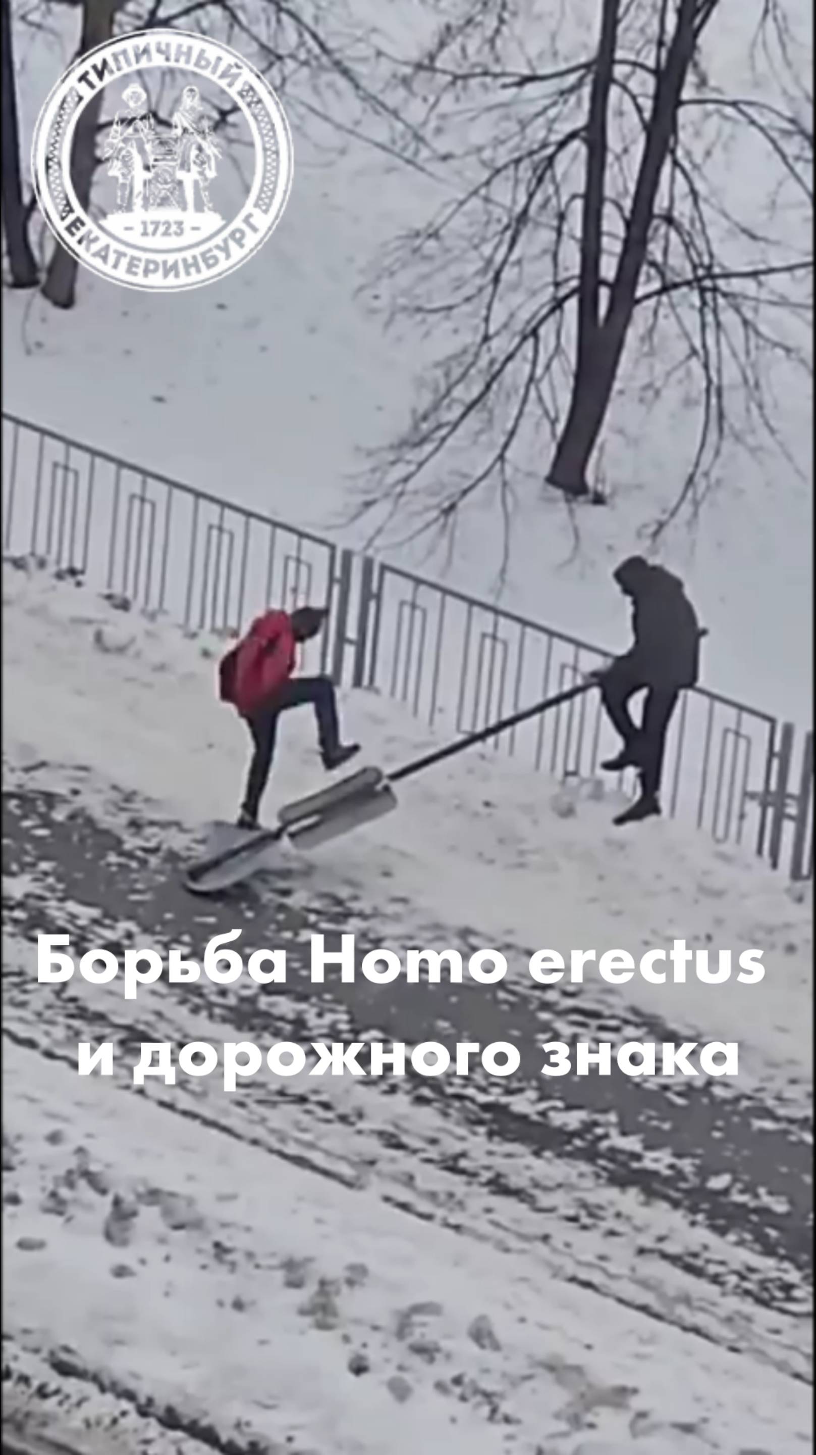 Неравная борьба Homo erectus и дорожного знака