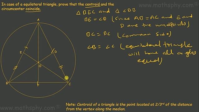 Prove that the Centroid and the Circumcenter coincide , Math Class 9,  NCERT Solution