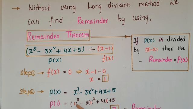 Find the remainder by Remainder Theorem(including Long Division method )- Polynomials- Class 9