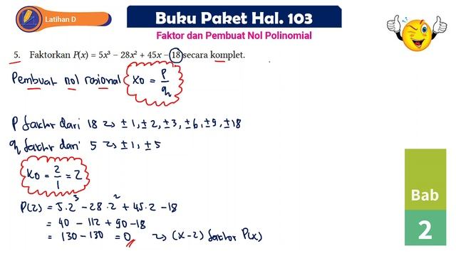 LATIHAN D NO 5 PEMBUAT NOL RASIONAL POLINOMIAL MATEMATIKA TINGKAT LANJUT SMA KELAS 11 #matematikasm