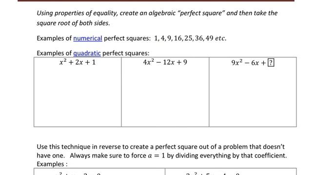 Review of Quadratics