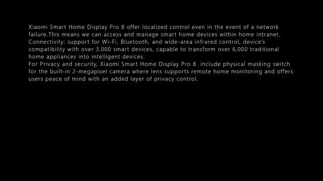 XIAOMI SMART HOME DISPLAY PRO 8 DETAILS LEAKS