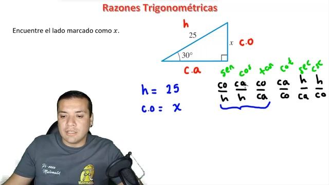 Aplicación de las razones trigonométricas | Encontrar un lado de un triángulo rectángulo | Seno
