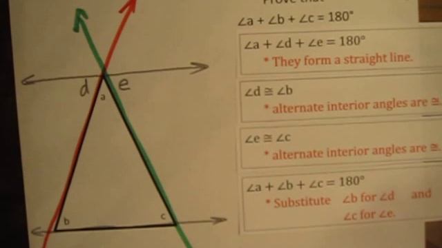 Proving the Interior Angles of a Triangle Add Up to 180 Degrees