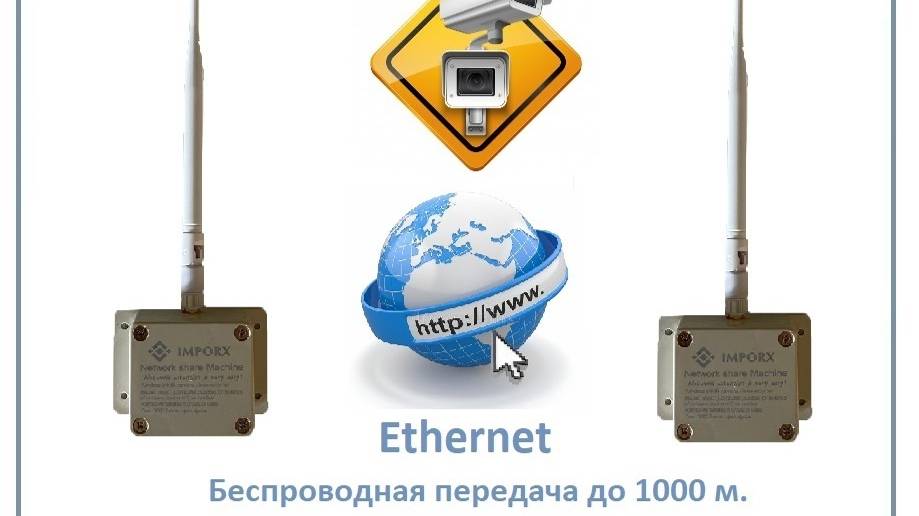 DE/IMP-Q77 Комплект приёмник-передатчик без проводов до 1000 м. Ethernet (LAN). -40 до +60 град.С.