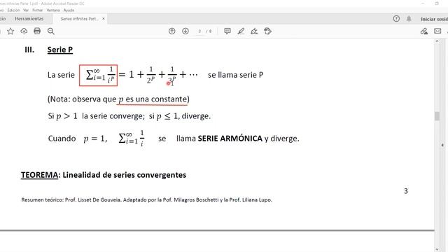 Definición de series, series geométricas, series telescópicas y series p  Parte 2.15205