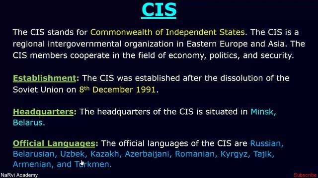 Commonwealth of Independent States (CIS) | International Organization | NaRvi Academy