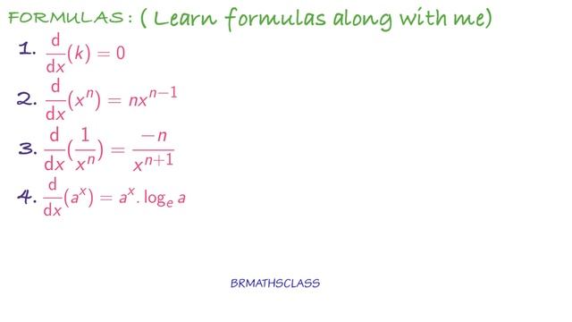 DERIVATIVE FORMULAS (DIFFERENTIATION FORMULAS )